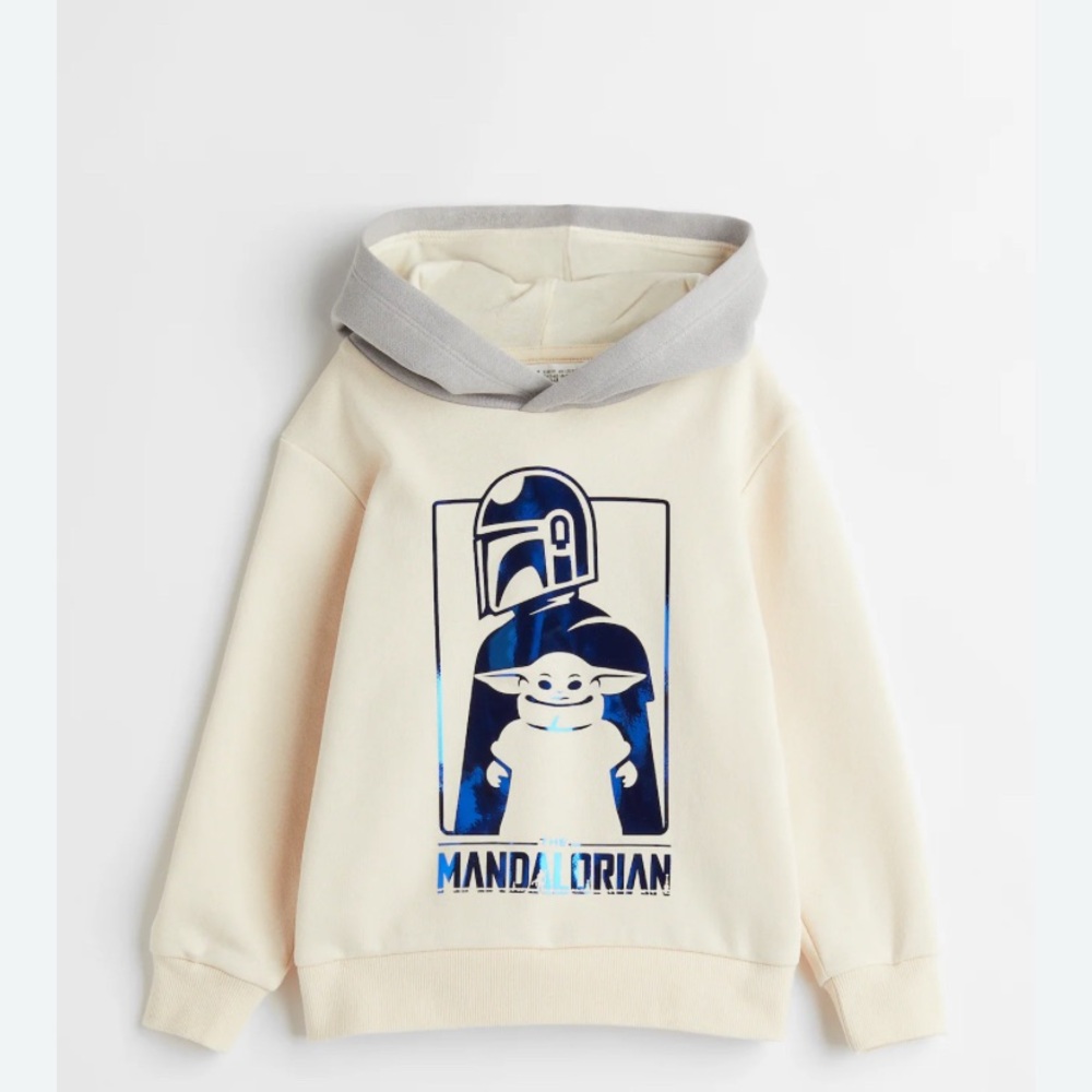 H&M Cream and Gray Graphic Hoodie - “The Mandalorian”